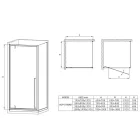Quadro 90x90 cm szögletes fix és nyílóajtós zuhanykabin 6 mm vastag biztonsági üveggel, 195 cm magas