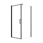 Diplon 90x90 cm fekete egy nyílóajtós szögletes zuhanykabin, 8 mm edzett áttetsző üveggel, 195 cm magas