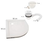 Diplon 90x90 cm íves két tolóajtós zuhanykabin 5 mm edzett matt üveggel, 190 cm magas