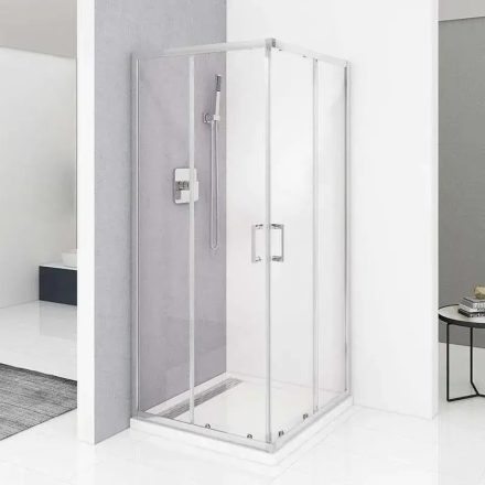 Diplon 90x90 cm szögletes két tolóajtós zuhanykabin, 5 mm edzett áttetsző üveggel, 190 cm magas 