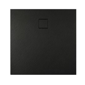   Diplon BST8301 Kő textúrájú 80x80 cm zuhanytálca fekete színben lefolyóval 2,6 cm magas
