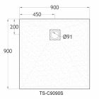 Diplon BST8301, Kő textúrájú 90x90 cm zuhanytálca, fekete színben lefolyóval 2,6 cm magas