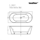 Noa fehér Ovális Térben álló akril kád 160x75x56 cm