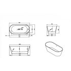 Noa fehér Ovális Térben álló akril kád 160x75x56 cm