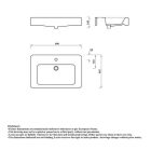 Lecico Cairo 70x45 cm falra szerelhető, bútorba és pultba építhető fehér kerámia mosdókagyló