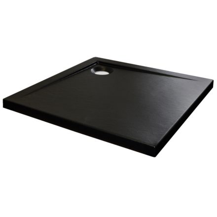 Slim Black szögletes alacsony fekete akril zuhanytálca 90x90 cm, 4,5 cm magas