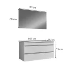 Cube Fürdőszobabútor 100 cm kerámia mosdóval (2 fiókos) tükörrel 60x100 cm magasfényű festett fehér