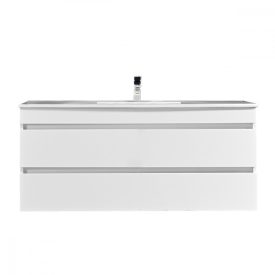   Cube 120 alsó fürdőszobabútor 1 medencés kerámia mosdóval 2 fiókos, magasfényű festett fehér