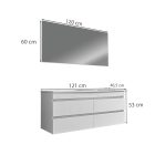 Cube Fürdőszobabútor 120 cm kerámia mosdóval tükörrel 60x120 cm magasfényű festett fehér