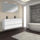 Cube Fürdőszobabútor 120 cm kerámia mosdóval tükörrel 60x120 cm magasfényű festett fehér