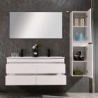 Cube Fürdőszobabútor 120 cm kerámia mosdóval tükörrel 60x120 cm magasfényű festett fehér