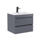 Cube 60 alsó fürdőszobabútor kerámia mosdóval 2 fiókos antracit szürke
