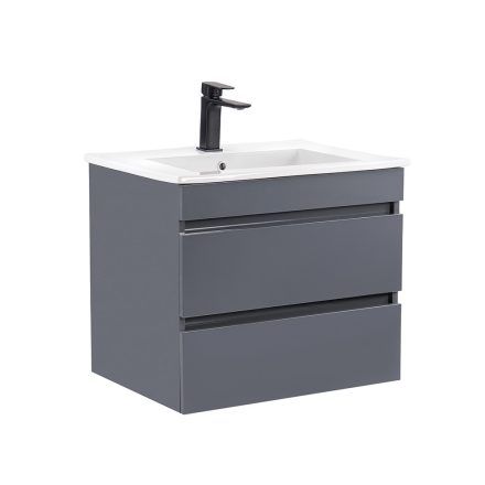 Cube 60 alsó fürdőszobabútor kerámia mosdóval 2 fiókos antracit szürke