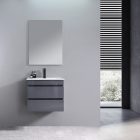 Cube 60 alsó fürdőszobabútor kerámia mosdóval 2 fiókos antracit szürke