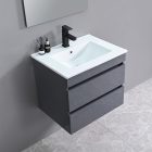 Cube 60 alsó fürdőszobabútor kerámia mosdóval 2 fiókos antracit szürke