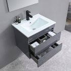 Cube 60 alsó fürdőszobabútor kerámia mosdóval 2 fiókos antracit szürke