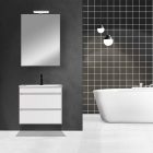 Cube Fürdőszobabútor 60 cm kerámia mosdóval (2 fiókos) tükörrel 60x80 cm magasfényű festett fehér