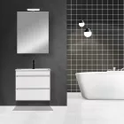 Cube Fürdőszobabútor 60 cm kerámia mosdóval (2 fiókos) tükörrel 60x80 cm magasfényű festett fehér