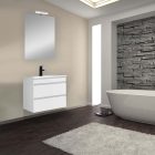 Cube Fürdőszobabútor 60 cm kerámia mosdóval (2 fiókos) tükörrel 60x80 cm magasfényű festett fehér