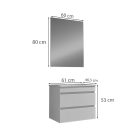 Cube Fürdőszobabútor 60 cm kerámia mosdóval (2 fiókos) tükörrel 60x80 cm magasfényű festett fehér