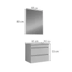 Cube Fürdőszobabútor 60 cm kerámia mosdóval (2 fiókos) tükörrel 60x80 cm magasfényű festett fehér