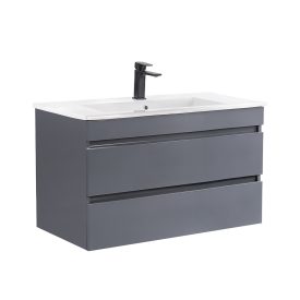   Cube 80 alsó fürdőszobabútor kerámia mosdóval 2 fiókos antracit szürke