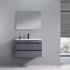 Cube 80 alsó fürdőszobabútor kerámia mosdóval 2 fiókos antracit szürke