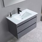 Cube 80 alsó fürdőszobabútor kerámia mosdóval 2 fiókos antracit szürke