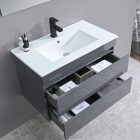 Cube 80 alsó fürdőszobabútor kerámia mosdóval 2 fiókos antracit szürke