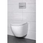 Delos Adriatic Chrome fehér perem nélküli fali WC szett, falba építhető wc tartállyal, nyomólappal, wc ülőkével