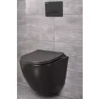 Delos BL Adriatic Black fekete perem nélküli fali WC szett, falba építhető wc tartállyal, nyomólappal, wc ülőkével