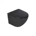 Delos BL Adriatic Black fekete perem nélküli fali WC szett, falba építhető wc tartállyal, nyomólappal, wc ülőkével
