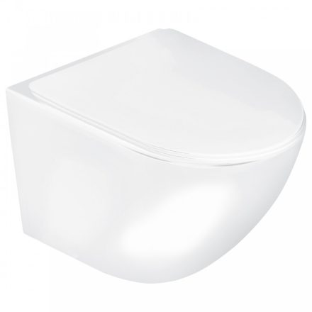 Delos WH fehér mély öblítésű perem nélküli fali rimless WC soft-close ülőkével