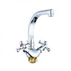 Zegor króm álló kétkaros kerámiabetétes mosogató csaptelep íves kifolyócsővel DTZ4-D827