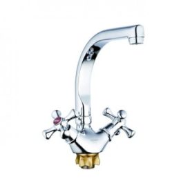   Zegor króm álló kétkaros kerámiabetétes mosogató csaptelep íves kifolyócsővel DTZ4-D827