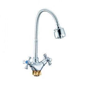   Zegor króm álló kétkaros kerámiabetétes mosogató csaptelep flexibilis kifolyócsővel DTZ4-E827