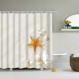   Textil zuhanyfüggöny 180x200 cm, tengeri csillag mintázattal, mosható és vasalható