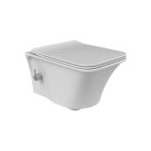 CeraStyle Ibiza matt fehér perem nélküli mély öblítésű szögletes fali WC, tetővel, integrált bidé funkcióval