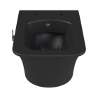 CeraStyle Ibiza matt fekete perem nélküli mély öblítésű szögletes fali WC, tetővel, integrált bidé funkcióval