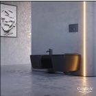 CeraStyle Ibiza matt fekete perem nélküli mély öblítésű szögletes fali WC, tetővel, integrált bidé funkcióval