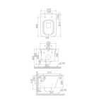 CeraStyle Ibiza matt szürke perem nélküli mély öblítésű szögletes fali WC, tető nélkül, integrált bidé funkcióval