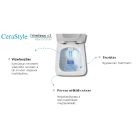 CeraStyle Ibiza matt szürke perem nélküli mély öblítésű szögletes fali WC, tető nélkül, integrált bidé funkcióval