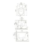 CeraStyle Ibiza matt szürke perem nélküli mély öblítésű szögletes fali WC, tetővel