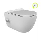 CeraStyle CITY Matt fehér perem nélküli mély öblítésű fali WC integrált bidé funkcióval, tetővel