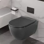 CeraStyle CITY porcelán fekete fali WC - perem nélküli - rejtett szerelésű - mély öblítésű