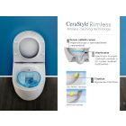 CeraStyle CITY porcelán fekete fali WC - perem nélküli - rejtett szerelésű - mély öblítésű