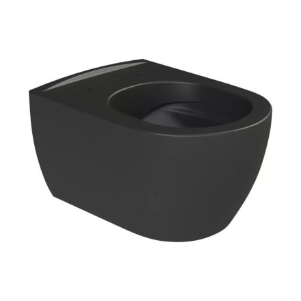 CeraStyle CITY porcelán fekete fali WC - perem nélküli - rejtett szerelésű - mély öblítésű