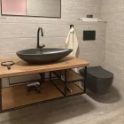 CeraStyle CITY porcelán fekete fali WC - perem nélküli - rejtett szerelésű - mély öblítésű