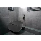 CeraStyle CITY porcelán fekete fali WC - perem nélküli - rejtett szerelésű - mély öblítésű