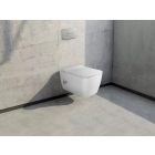 Cerastyle Hera fehér perem nélküli mély öblítésű szögletes fali wc, tetővel, integrált bidé funkcióval